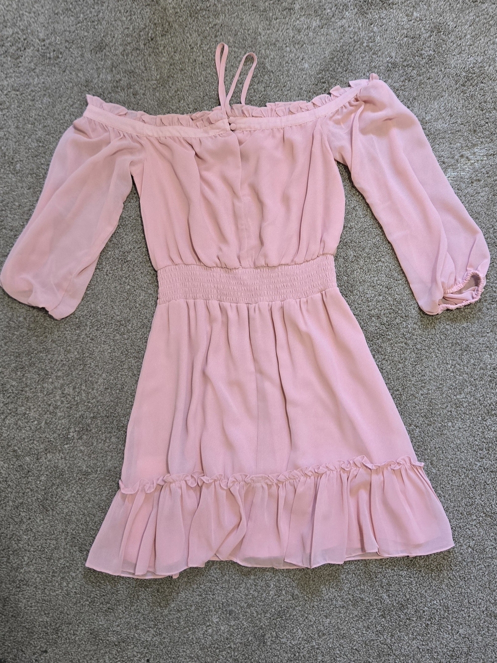 Dusty Rose Pink Express Off-Shoulder Ruffle Dress